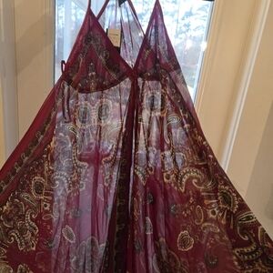 Passport Burgundy Paisley Sheer Chemise